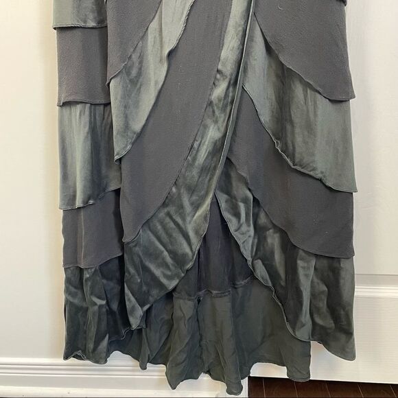 Vintage Tadashi Shoji Black 100% Silk Sleeveless Layered Tiered Draped Gown - Picture 16 of 16